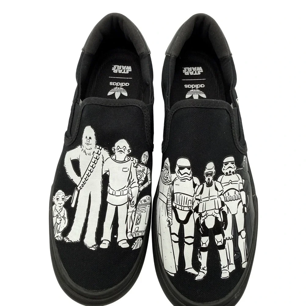 Adidas Star Wars Slip On Black Canvas Sneakers Rebel‎ Empire FY5312 Mens 8
